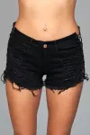 Looped in Distressed Black Denim Shorts