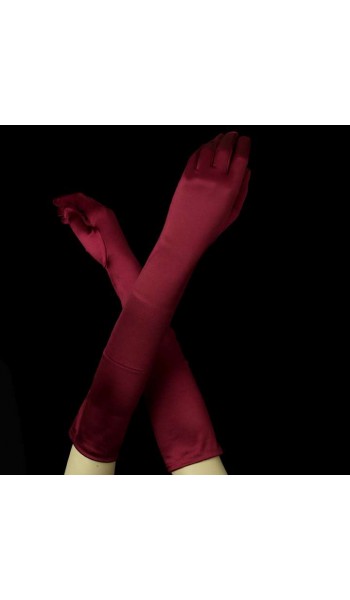 Burgundy Satin Gloves in 3 Lengths