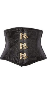 Black Brocade Steel Boned Mini Cincher Corset