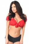 Tie Front Red Peasant Crop Top