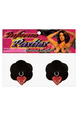 Flashing Heart Leather Pasties