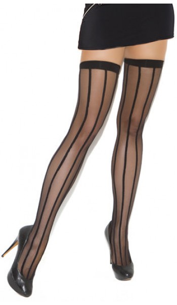 Vertical Striped Thigh High Stockings - Pack of 3