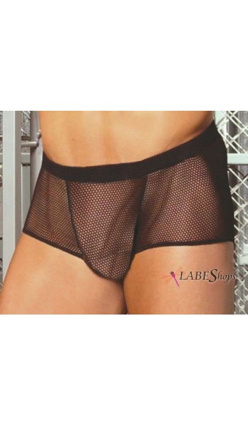 Mens Fishnet Black Shorts