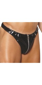 Mens Vinyl Zip Up Thong