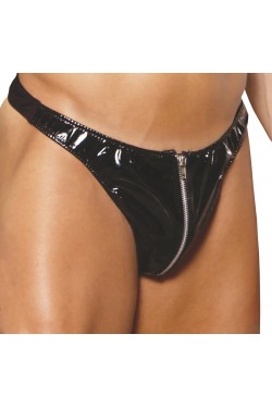 Mens Vinyl Zip Up Thong