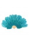 Aqua Blue Ostrich and Marabou Feather Fan