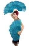 Aqua Blue Ostrich and Marabou Feather Fan