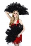 Black Ostrich Floss Feather Large Fan