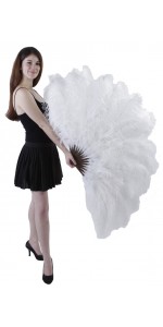 White Ostrich Feather Xtra Large Fan