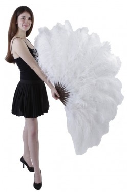 White Ostrich Feather Xtra Large Fan