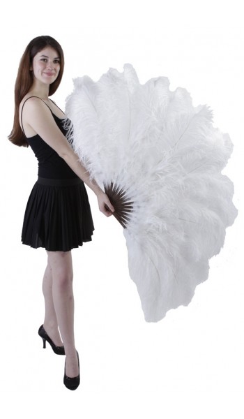 White Ostrich Feather Xtra Large Fan