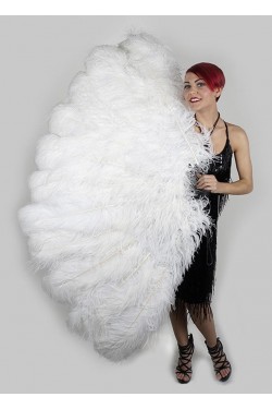 White Ostrich Feather Full Body Fan