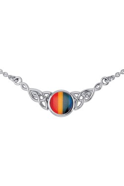 Celtic Knotwork Necklace with Rainbow Centerpiece 