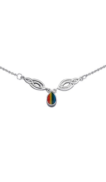 Celtic Knotwork Spiral Rainbow Necklace