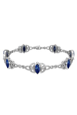 Celtic Trinity Knot Link Bracelet with Azurite Gemstones