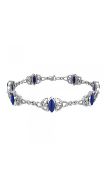 Celtic Trinity Knot Link Bracelet with Lapis Gemstones