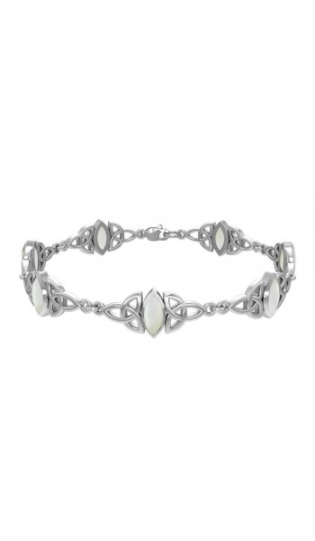 Celtic Trinity Knot Link Bracelet with Mother of Pearl Gemstones