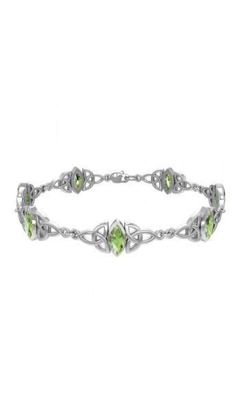 Celtic Trinity Knot Link Bracelet with Peridot Gemstones