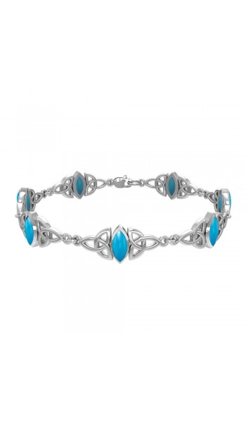 Celtic Trinity Knot Link Bracelet with Turquoise Gemstones