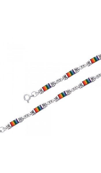 Flower Link Rainbow Bracelet 