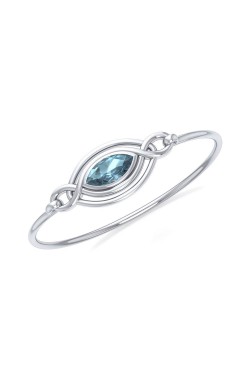 Silver Filigree Bracelet with Blue Topaz Gemstone