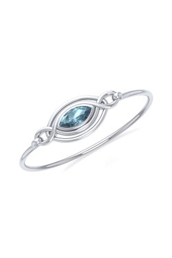 Celtic Knots Blue Topaz Silver Bangle Bracelet