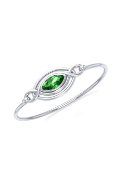 Celtic Knots Emerald Silver Bangle Bracelet