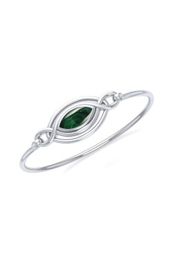 Celtic Knots Malachite Sterling Silver Bangle Bracelet