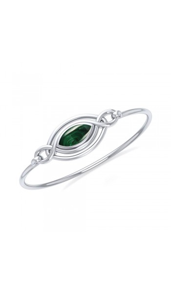 Silver Filigree Bracelet with Malachite Gemstone