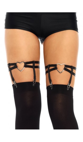 Black Heart Leg Garters