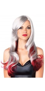 Allure Gray Wig with Red Tips