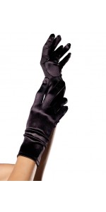 Black Wrist Length Satin Gloves