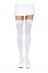 Bow Top Opaque Nylon Thigh Highs