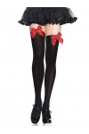 Bow Top Opaque Nylon Thigh Highs