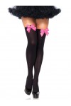 Bow Top Opaque Nylon Thigh Highs