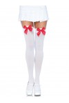 Bow Top Opaque Nylon Thigh Highs