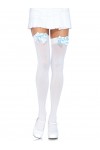 Bow Top Opaque Nylon Thigh Highs