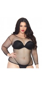 Black Fishnet Plus Size Long Sleeve Shirt