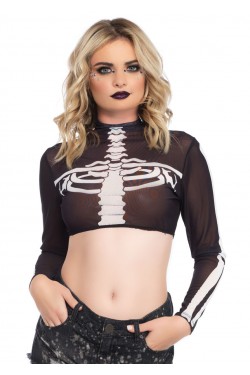 Skeleton Long Sleeve Crop Top