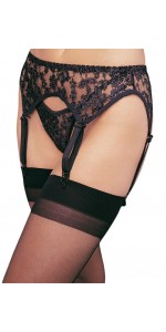 Black Lace Garterbelt and Thong Set