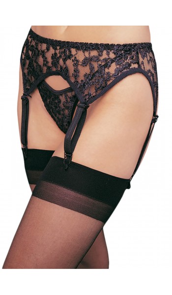 Black Lace Garterbelt and Thong Set