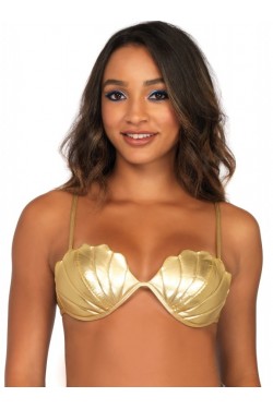 Mermaid Shell Bra Top in Gold