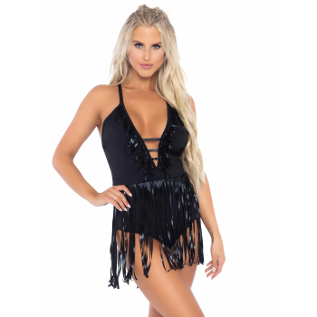 Rocking the Fringe Black Bodysuit