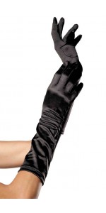 Black Satin Elbow Length Gloves