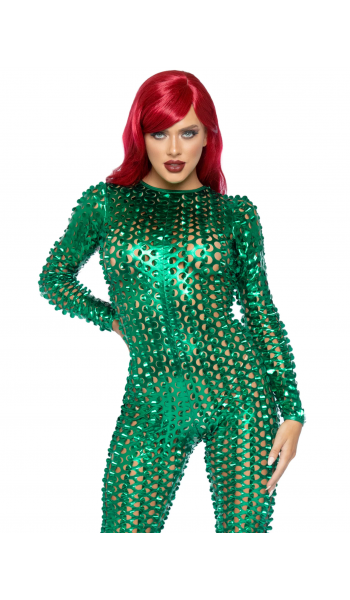 Metallic Green Laser Cut Catsuit