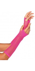 Neon Pink Triangle Net Fingerless Gloves