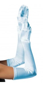 Light Blue Satin Extra Long Opera Gloves