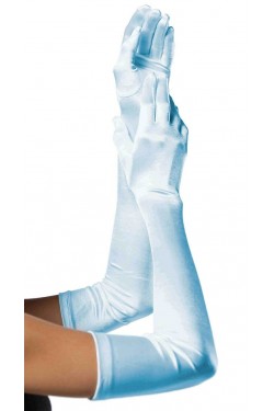 Light Blue Satin Extra Long Opera Gloves