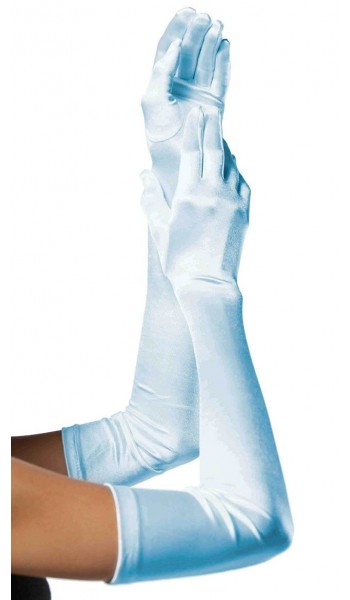 Light Blue Satin Extra Long Opera Gloves