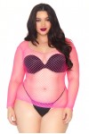 Neon Pink Fishnet Long Sleeve Shirt